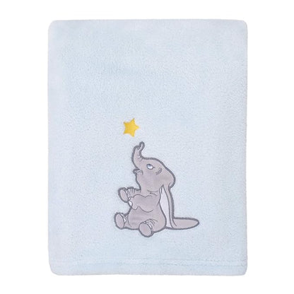Disney Dumbo - Shine Bright Little Star Aqua, Grey & Yellow Super Soft Baby Blanket with Applique, Aqua, Grey, Yellow, (4453210P)