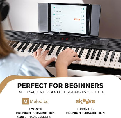 Alesis Melody 61 MK4 Keyboard Piano for Beginners with 61 Keys, Speakers, Stand, Bench, Headphones, Tablet/Sheet Music Stand, 300 Sounds and Music Lessons