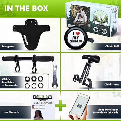 Kids Bike Seat, Bike Seat for Kids for The Front of The Bicycle, Child Bike Seat Compatible with Mountain Bikes, Ages 2-6, Max Weight 52lbs