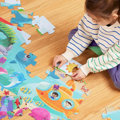 B. toys- Gigantic Jigsaw 2-Pack - Sea & Dinosaurs- 48-Piece Floor Puzzles – 2 Puzzles, Ocean & Dinos – Large 2 x 3 Feet Jigsaw Puzzles for Kids – Educational & Developmental Toys – 3 Years +