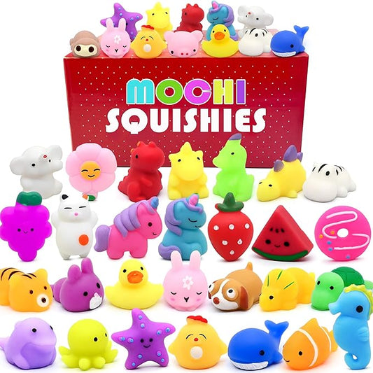30 Pack Mochi Squishy Toys, Party Favors for Kids 4-8-12,Birthday Gifts Treasure Box Classroom Prizes Goodie Bag Stuffers, Mini Squishy Fidget Toys, Carnival Prizes in Bulk