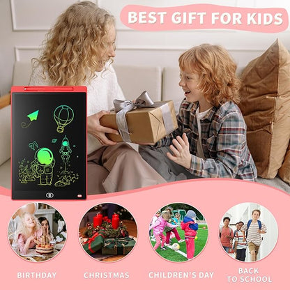[2 Pieces] 10 Inch LCD Colorful Writing Graphic Tablet, Erasable Drawing Board, Kids Gift, Graphic Board for Games for 3 4 5 6 7 Years (Blue & Red)