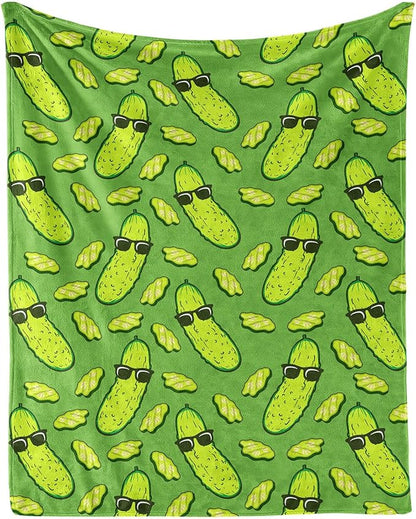 Pickle Blanket for Boys Girls, Cute Pickle Themed Design Printed Throw Blankets for Kids Lap, Chair, Warm Soft Cozy Blanket, 30"x 40"
