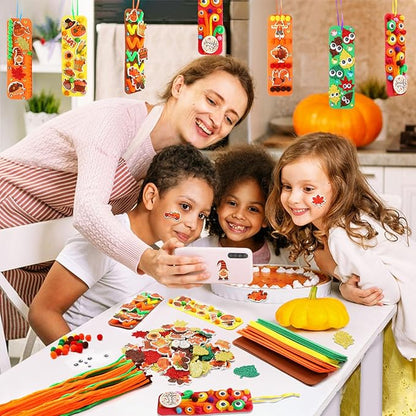 JULBEAR 36 Sets Fall Crafts Kits DIY Blank Foam Decorations Sets Leaf Foam Self-Adhesive Stickers Arts for Kids Autumn Thanksgiving Halloween Party Favors Classroom Activity Gift