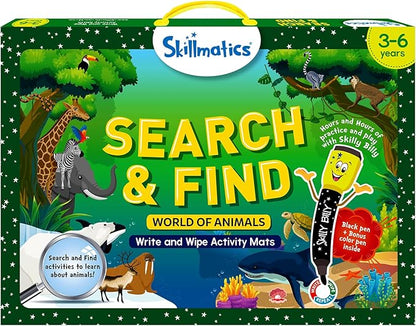 Skillmatics Preschool Learning Activity - Search and Find Animals, Educational Game, Reusable Toys, Travel, Gifts for Toddlers, Kids Ages 3, 4, 5, 6