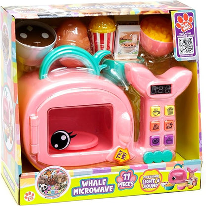 Boley Zoo Troop: Whale Microwave - 17pc Playset, Electronic Light & Sound, Animal Shaped Kitchen Appliance, Food Accessories, Pretend Play, Kids Ages 2+