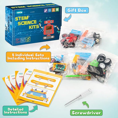 STEM Kits for Kids Age 8-10, STEM Toys for 6 7 8 10 12 Year Old Boys Girls Gifts, Robot Building Kits for Boys Crafts 8-12 5-7, Science Experiments for Kids 5 6-8 8-13, Car Engineering Activities Kit