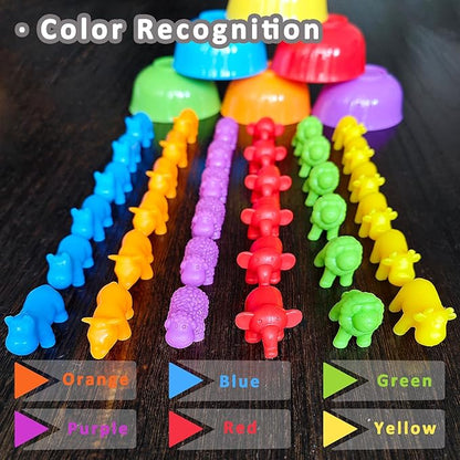 Counting Animals Matching Games Color Sorting Stacking Toys with Bowls Preschool Learning Activities Educational Sensory STEM Toy Daycare Sets Gift for Toddlers Kids Boys Girls Aged 3+ Year Christmas