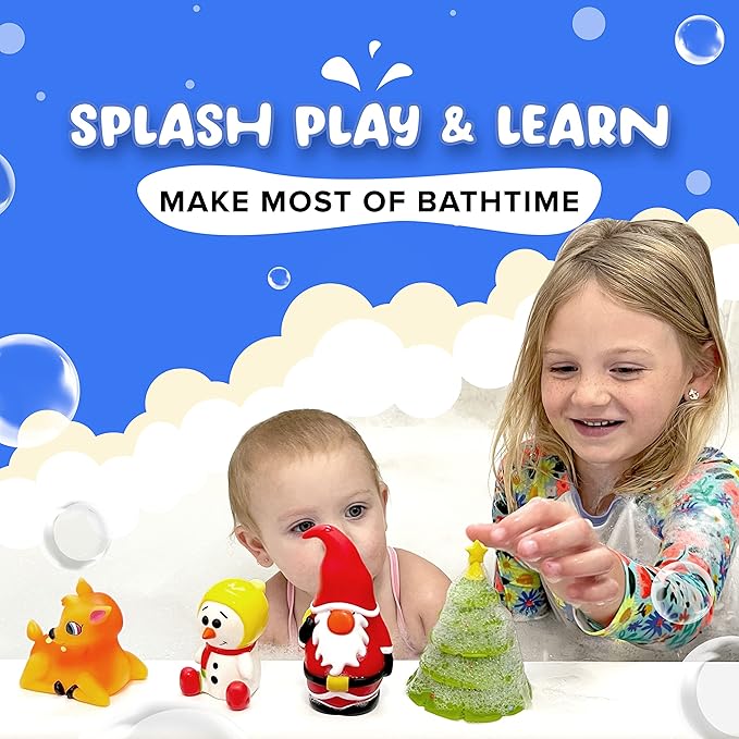 SplashEZ Bath Toys for Kids & Toddlers, Kids Bath Toys for Boys, Mold Free No Hole Sealed, Soft Durable Christmas Play Set Gift, No Mold for Water Tub & Pool, Ages 0-1-3-4-5-6-8