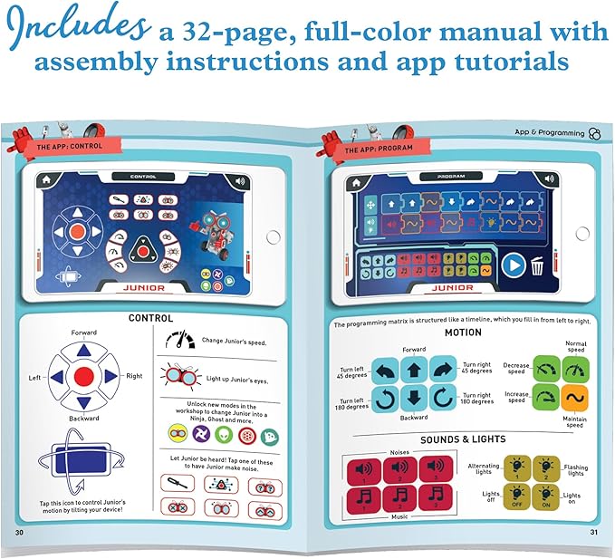 Thames & Kosmos Robotics Smart Machines Junior STEM Kit, Build & Code Your Robot’s Movements, Speed, Lights & Sounds, for Ages 8+, Use Screen-Free w/Built-in Buttons or via Block-Based Coding App