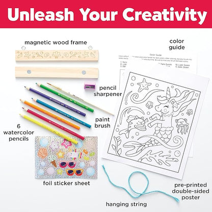 Faber-Castell Paint by Number Mermaid Pets - Kids Watercolor Mermaid Craft for Ages 6-8+