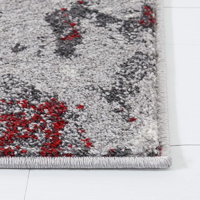 SAFAVIEH Adirondack Collection Accent Rug - 2'6" x 4', Red & Grey, Modern Abstract Design, Non-Shedding & Easy Care, Ideal for High Traffic Areas in Entryway, Living Room, Bedroom (ADR134Q)