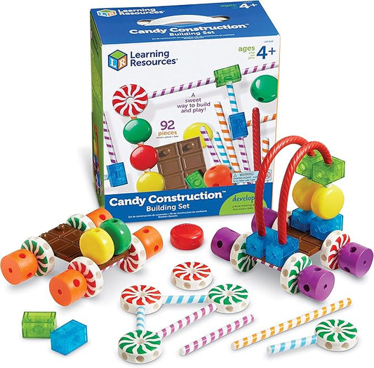 Learning Resources Candy Construction Building Set - 92 Pieces, Ages 4+, Fine Motor Skills Toy, Toddler Preschool, STEM, Gifts for Boys