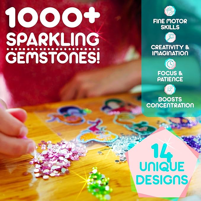 Blue Squid Diamond Art Kits for Kids – Fun & Easy DIY 5D Gem Art Gift Set for Keychains, Stickers, Sun Catchers - Diamond Painting Arts & Crafts Kit for Kids, Girls, Boys Ages 6 7 8 9 10 11 12