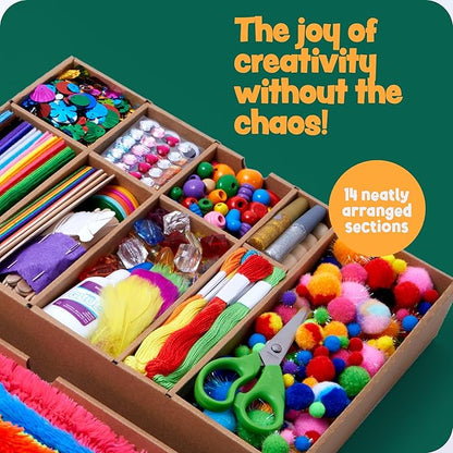 Dan&Darci Arts and Crafts Vault - Craft Supplies Kit in a Box for Kids Ages 4 5 6 7 8 9 10 11 & 12 Year Old Girls & Boys - Crafting Set Kits - Easter Gift Ideas for Kid Art Activity Gifts