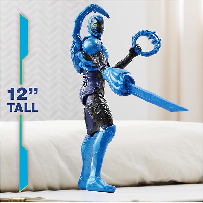 DC Comics, Battle-Mode Blue Beetle Action Figure, 12-inch, Lights & Sounds, Easy to Pose, Movie Superhero Kids Toys for Boys & Girls, Ages 4+
