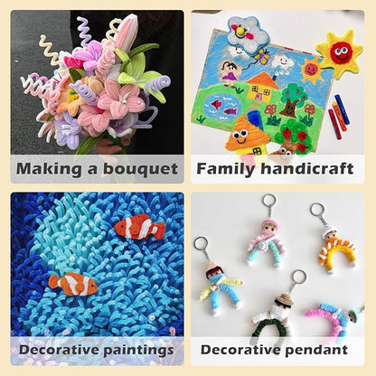 Harmoso 200pcs Green Pipe Cleaners Bulk - Flower Stamens, Leaves, and Stems for Crafting Realistic Handmade Flowers with Pipe Cleaners (12 x 0.24 inches)