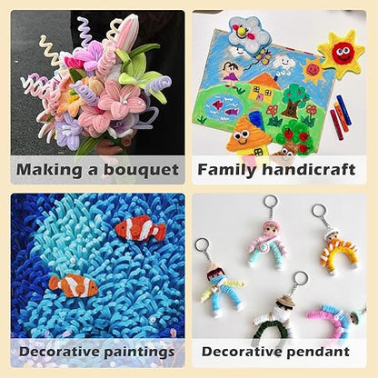 Pink Color Trio Pipe Cleaner Set - 300pcs, Thick Fluffy Chenille Stems for Arts & Crafts, Perfect for Making Animals, Flowers, and Festive Decorations(12 inches x 0.24 inches)