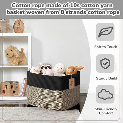Goodpick Woven Storage Baskets for Organizing, 18" x 14" x 12" Wicker Laundry Basket for Shoes,Towel, Blanket Basket for Living Room, Toy Baskets Storage Kids with Handles