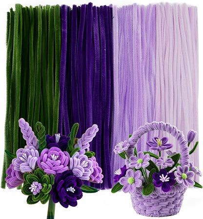 Caydo 200 Pieces Purple Pipe Cleaners Craft Chenille Stems for DIY Art Creative Crafts Party Easter Decorations (12 Inch x 6 mm)