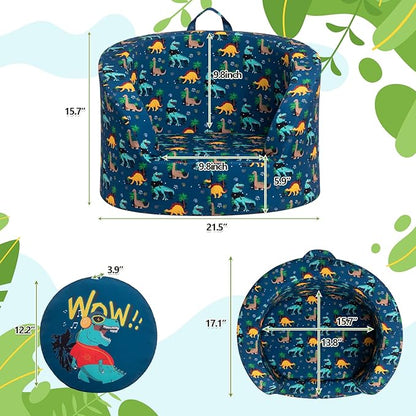 ALIMORDEN Snug-Arch Toddler Couch, Comfy Foam Baby Chair, Ergonomic Toddler Chair with a Snug Embrace Design for Boys and Girls, Dinosaur