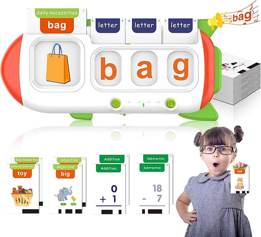 Talking Phonics Flash Cards -Preschool Learning Activities for Toddlers 3-8,Mastering Numbers, Letter Sound, Improving Reading Skills by Blending and Segmenting Words, Ideal Gifts for Kids