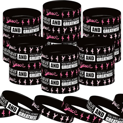 48 Pieces Ballet Party Wristbands Rubber Bracelets - Ballet Dance Birthday Party Favors Supplies Decorations Girl Party Goodie Bag Favor Stuffer Stretchable Silicone Wristband