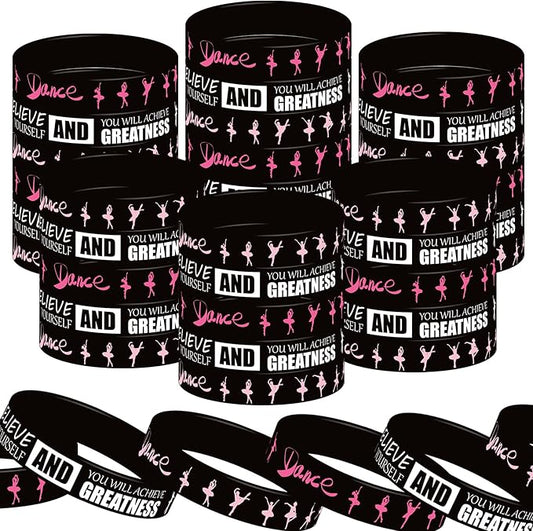 48 Pieces Ballet Party Wristbands Rubber Bracelets - Ballet Dance Birthday Party Favors Supplies Decorations Girl Party Goodie Bag Favor Stuffer Stretchable Silicone Wristband