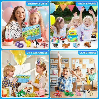 30 Packs Animal Party Favors for Kids, 810 PCS Mini Animal Building Block Toy Set for Goodie Bag Fillers Classroom Prizes Birthday Children's Day Christmas for Boys Girls Student Ages 6+