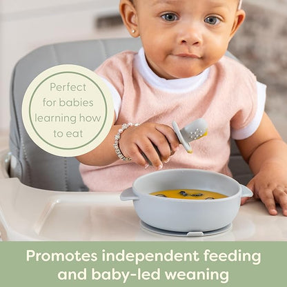 UpwardBaby 3 Pack Silicone Baby Feeding Spoons with Anti Choke Barrier - Baby Spoons Self Feeding 6 Months, First Stage Infant Supplies, Toddler Utensils, Baby Led Weaning Soft-Tip Training Spoons