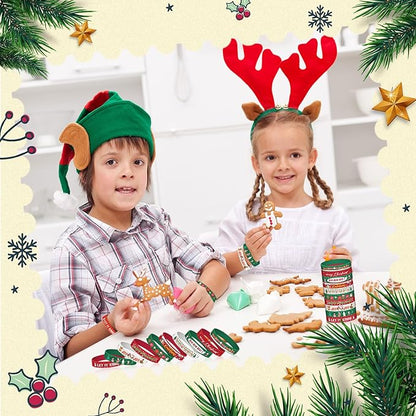 Syhood 200 Pieces Christmas Silicone Bracelets Rubber Wristbands Bulk Merry Christmas Bracelets Gifts for Kids Adult Xmas Party Favors Stocking Stuffers, 10 Style (Dark Red, Dark Green, White)