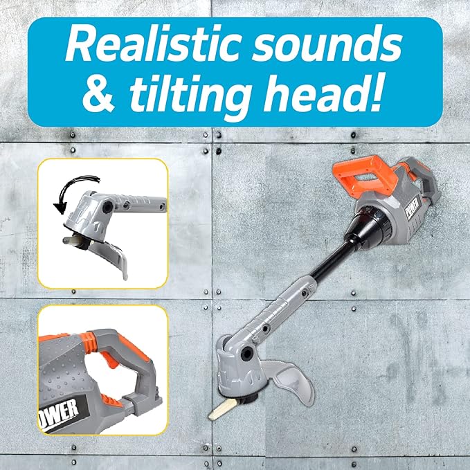 Sunny Days Entertainment Maxx Action Power Tools Weed Trimmer, Construction Toy Tool with Lights and Sounds, Pretend Play Toy for Kids, Educational Gift Toddler Tool and Gardening Set