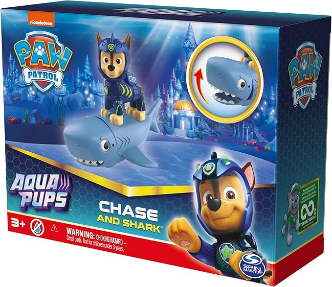 Paw Patrol, Aqua Pups Chase and Shark Action Figures Set, Kids Toys for Ages 3 and up