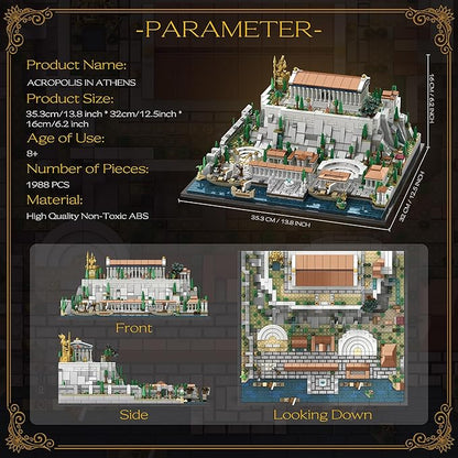 Architecture Acropolis Castle, Famous Landmark Architecture Athenian Acropolis Building Block Sets, Collectible Exhibition Architecture Model for Children and Adults