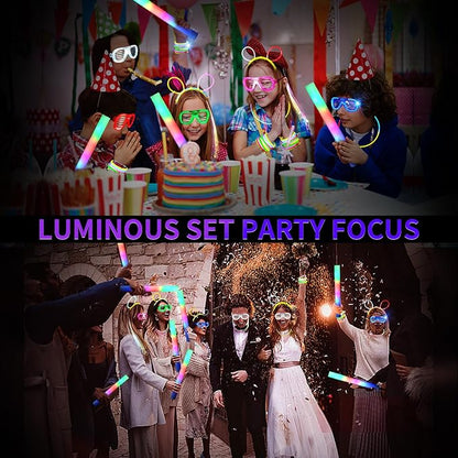 272 PCs Glow Party Supplies, 24 Foam Glow Sticks, 24 LED Glasses and 200 Glow Sticks ＆ Bracelets, 12 Glow sticks headband 12 Fiber Optic Hair Light，Glow Neon Party Favors for Wedding, Concert, Raves