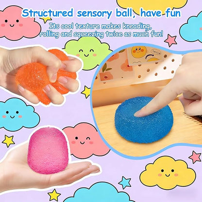 4 Pcs Squishy Fidget Toys Stress for Kids and Adults, Super Solid Squeeze Ball, Sensory for Stress Relief, Birthday, Easter Basket Stuffers and Party Favors