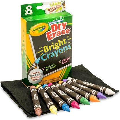 Crayola Washable Dry Erase Crayon, Assorted Bright Colors, Set of 8