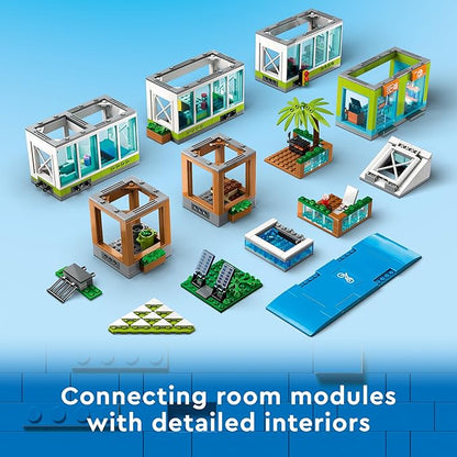 LEGO My City Apartment Building 60365 Toy Set with Connecting Three Floor Room Modules, Includes a Mobility Scooter, Bike and 6 Minifigures for Imaginative Role Play, Fun Gift Idea for Kids