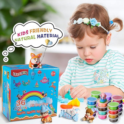 ifergoo Modeling Clay Kit - 36 Colors Magic Air Dry Ultra Light Clay, Safe & Non-Toxic, Great Toy Gift for Boys and Girls
