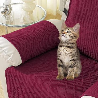 Easehomey Waterproof Recliner Chair Cover,Non-Slip Recliner Cover with Two Pockets Elastic Straps Slip Covers for Recliners with Arms Washable Reclining Chair Cover Furniture Protector(Wine Red,23.6")