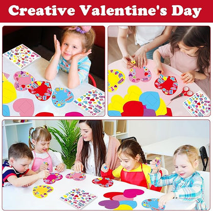 Qyeahkj 36 Sets Valentine 's Day Craft for Kids DIY Valentines Day Heart Picture Frame Craft Kit Valentine Photo Frame Craft and Arts Kit for Home Class Kindergarten Party Art Activity