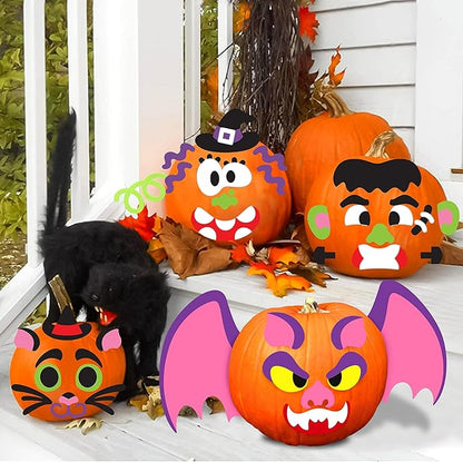 JOYIN 18 Packs Halloween Craft Foam Stickers, Arts Activities Party Supplies, Kids Party Favors, Pumpkin Decorating Kit, Jack O Lantern Face Sticker in 6 Funny Designs, Pumpkin Decor School Party Game