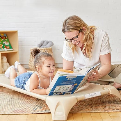 ECR4Kids Stackable Cozy Cot with Storage, Classroom Furniture, Sand, 6-Pack