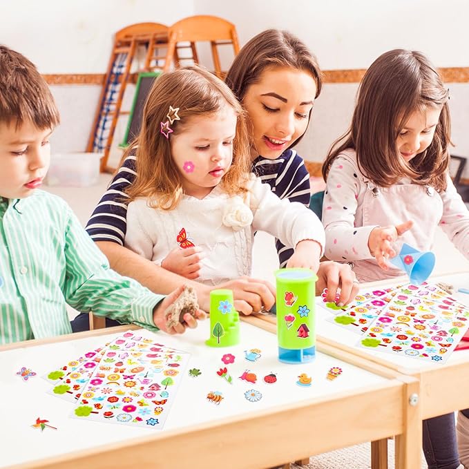 JULBEAR 300 Pieces Spring Foam Stickers Self-Adhesive Cartoon Flower Butterfly Garden Foam Stickers for Kids Spring Theme Party Favors Decoration Classroom School Activity Cards DIY Arts Crafts