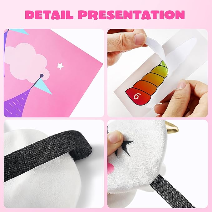 JOYIN Pin The Unicorn Horn Game, 24 Pcs 21'' x 28'' Unicorn Themed Party Games Party Supplies Birthday Party Decorations for Kids Girls