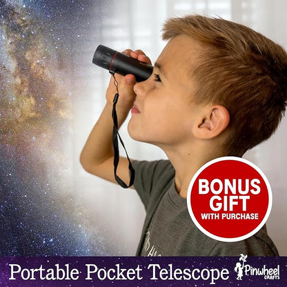 Pinwheel Crafts Beginner Sewing Kit for Kids 8-12 with Telescope - Astronomy Solar System Easy Sew Space Pillow Kit with Planet Patches - Make Your Own Plush Craft