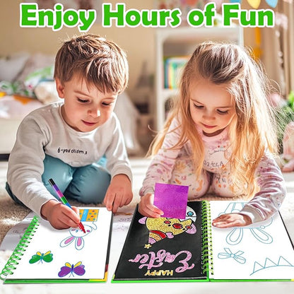 Foil Art Craft Activity for Kids: Fun DIY Toy Sticker Kit, No Mess Creative Travel Supply Set, Idea Birthday Easter Basket Stuffers Valentines Gift for Girl Boy Toddler 4 5 6 7 8 9 Year Old (Easter)