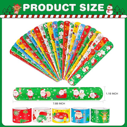 Max Fun 48pcs Christmas Slap Bracelets Party Favors Toys for Kids Xmas Party Favors Christmas Stocking Stuffers (Christmas)