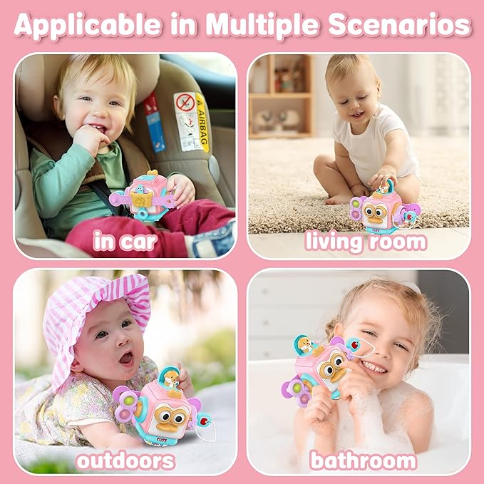 SOONYANG Montessori Toys for 1 Year Old Girl, Toddler Toys Travel Activities Busy Board Cube for 1 Year Old Girl Gifts, Sensory Toys for Baby Gifts, Learning Fine Motor Skills Toddler Girl Toys