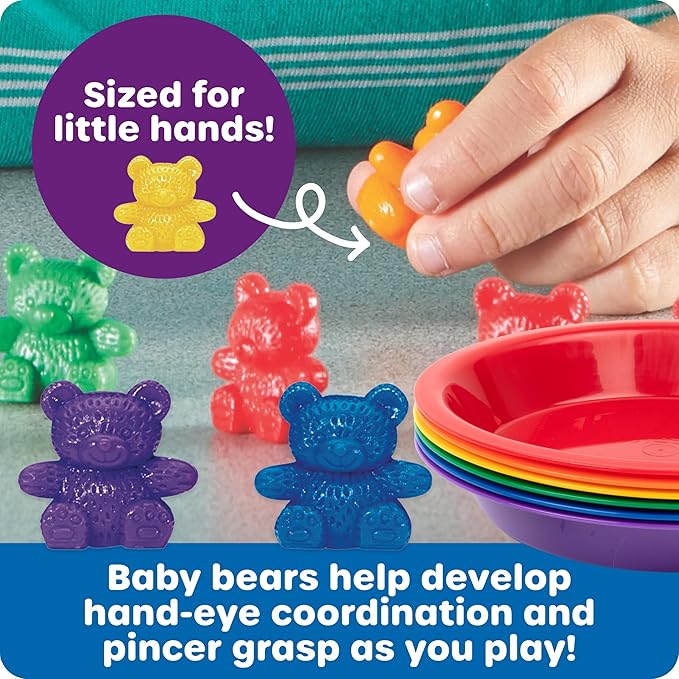 Learning Resources Baby Bear Sorting Set - Counting Toys, Color Recognition, Fine Motor Skills, 108 Pieces, Ages 3+